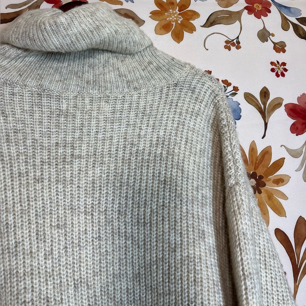 NWT Cleo + Wolf Womens M Oatmeal Beige Cream Chunky Turtleneck Fall Sweater City